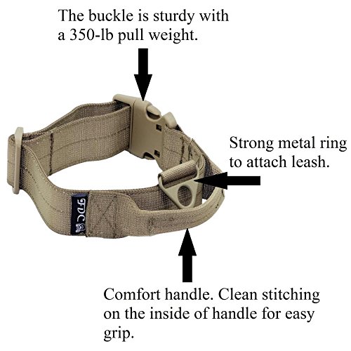 Heavy Duty Tactical Military Army Dog Collars Handle Width 1.5in Plastic Buckle Medium Large M, L, XL, XXL (M: Neck 12
