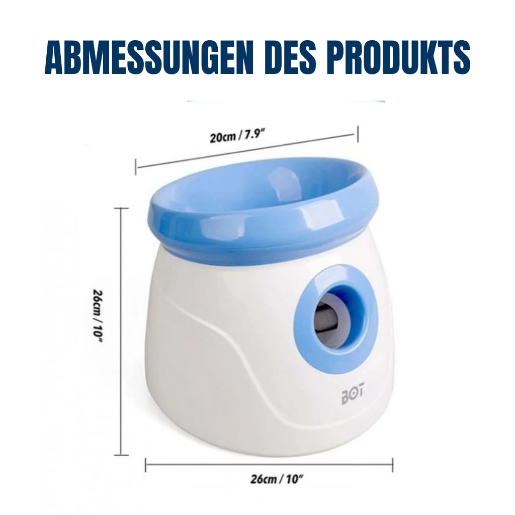 BOT automatischer Ballwerfer Ifetch, inkl. 3Stk Hundebälle. Interaktives Hundespielzeug Ballwurfmaschine kleine Hunde (Mini 5cm - Blue)