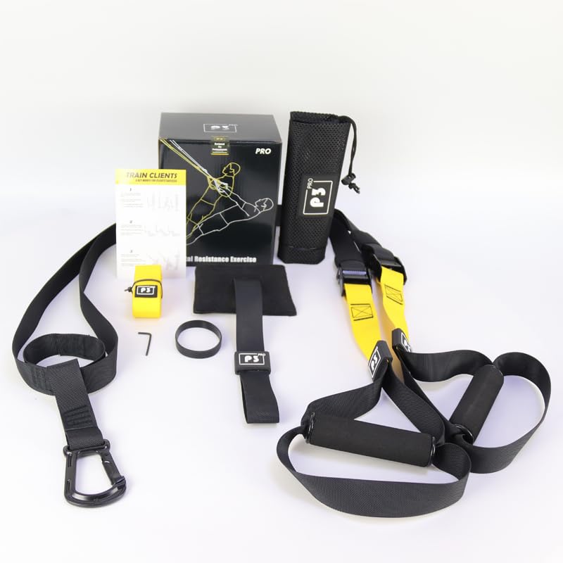 FreshDcart ABS Suspension Trainer Straps (The Complete Total-Body Training System) Kit Portable Fitness Set for Home Gym/with Workout DVD and Guide (FDCST87)