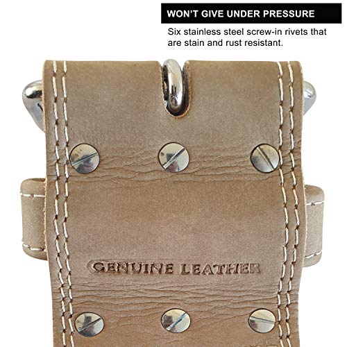 Steel Sweat Weight Lifting Belt - 4 Inches Wide By 10Mm - Single Prong Powerlifting Belt That's Heavy Duty - Vegetable Tanned Leather - Oat Medium #TOP5