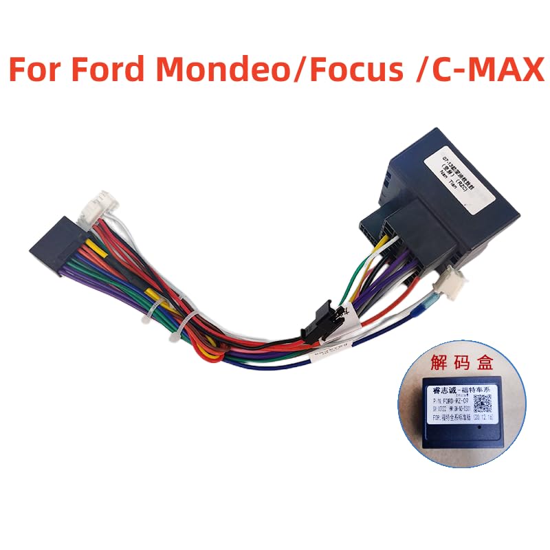 for Ford for Mondeo 07-10/Focus 07-11/C-MAX 07-10 Car Stereo for Audio 16PIN Android Power Wiring Harness Cable Adapter with Canbus Box - (Color Name: AB Cable-canbus Box)