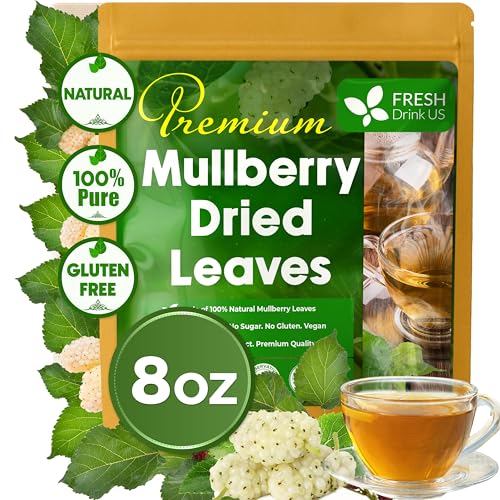 Image of FreshDrinkUS, Permium 8oz Mulberry Leaves, 100% Natural & Pure, Mulberry Leaf Tea, Mulberry Loose Leaf Herbal Tea, No Additives, No Caffeine, Vegan