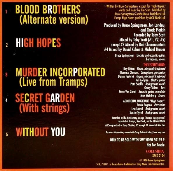 Bruce Springsteen And The E Street Band - Blood Brothers [CDS]