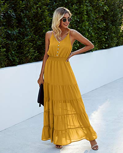 Image of PRETTYGARDEN Women's 2026 Summer Maxi Dress Spaghetti Strap Sleeveless High Waist Beach Vacation Long Sundresses