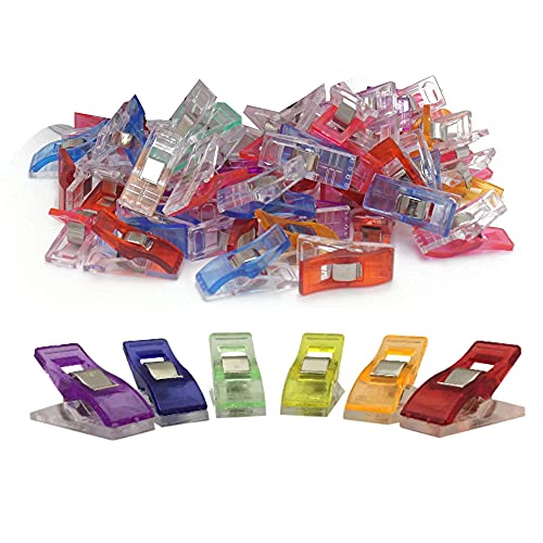 Free Shipping Offer PERFORMORE 100 Pack of Multipurpose Sewing Clips and Quilting Clips, Multicolored Magic Clips and Fabric Clips for Sewing Quilting Crafting Hanging, Extremely Durable Clips for All Kinds of Crafts