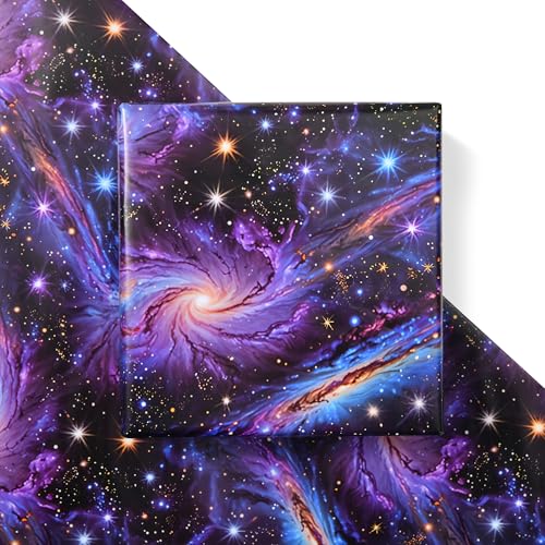 Sikiweiter Galaxy Wrapping Paper Sheets - 6 Sheets 19.7 x 27.6 - Stunning Nebula and Star Design - Perfect for Space-Themed Birthdays Science Parties (galaxy)