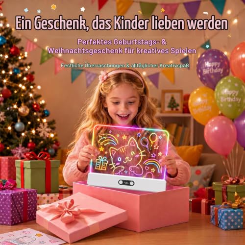 LED Zeichenbrett für Kinder 16-inch Leuchtendes Zeichenbrett mit 11 Farben Acryl Notiztafel Maltafel Drawing Board Memoboard Kreatives… – Ansicht 6