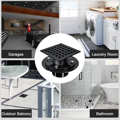 Image of Uni-Green 4 Inch Shower Floor Drain with Flange, Square Shower Drain kit