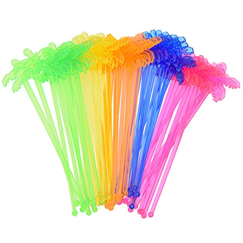 Hongma 50 Pcs Touillette Cocktail Swizzle Cocotier Stick Plastique Fête Soirée Cover