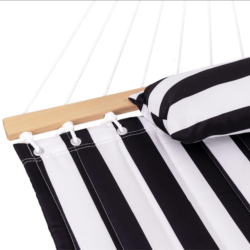 Hamaca de tela acolchada con barra separadora, hamaca doble para 2 personas con almohada y cadenas, hamaca para exteriores, patio, piscina, patio, playa, capacidad de 450 libras,