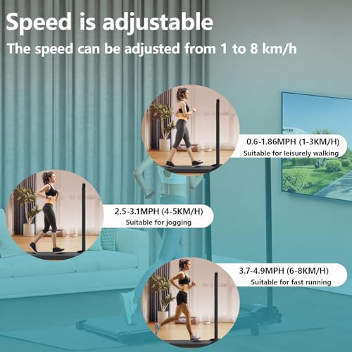 Image of Walking Pad with Handle Bar, 1.2HP Electric Portable Small Treadmills for Home Small Spaces,0.6-4.9MPH Compact Walking Pads Treadmill with Handles, 350LBS