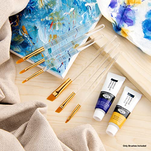 Royal & Langnickel Royal Zip N' Close Gold Taklon Clear Acrylic Filbert And Angular 7-Piece Brush Set #TOP2