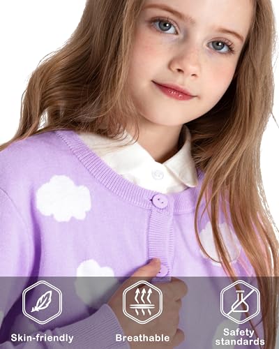 Image of BOBOYOYO Girls Cute Cardigan Cotton Girls Button Up Sweater Knit Jacket | Long Sleeve Crew Neck Kawaii Clothes for Casual School Wear