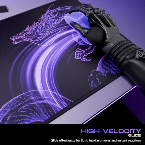 Image of daWg KeyMat R1 Esports Gaming Mouse Pad, 800 x 300 mm, 4mm Thickness Extended Desk Mat, Anti-Fray Stitching, Anti-Skid Rubber Base, Pro-Grade Tracking Surface, High-Velocity Glide (Dragon)