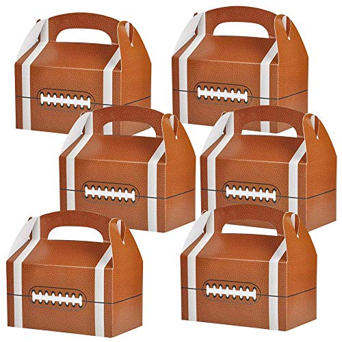 ArtCreativity Football Treat Boxes for Candy, Cookies and Sports Themed Party Favors- Pack of 12 Cookie Boxes, Cute Team Favor Cardboard Boxes with Handles for Birthday Party Favors, Holiday Goodies