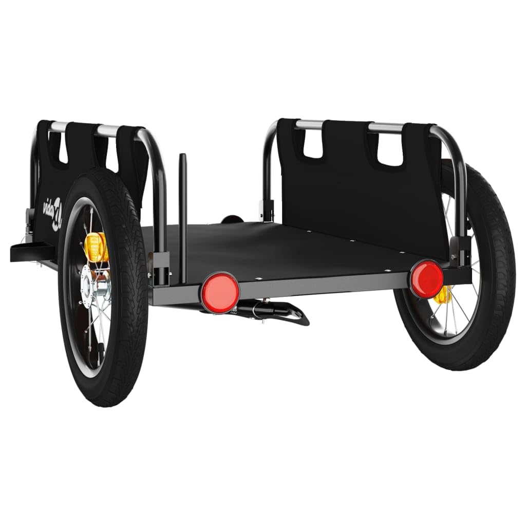 Fahrradanhänger Schwarz Oxford-Gewebe und Eisen, Fahrrad Anhänger, Lastenanhänger, Handwagen, Fahrrad-lastenanhänger, Lastenfahrrad 94164