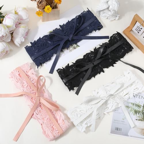 Lace Up Waist Belt Boho Flower Corset Wide Faux Leather Tie Wrap Belts for Women Dresses Clothes Shirts Costume3
