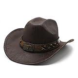 Cowboy Hat for Women and Men, Lightweight and Durable Wide Brim Western Cowboy Hat, Paired with Western Style Large Brimmed Windproof Hats, Brown