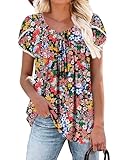 BETTE BOUTIK Plus Size Swing Tops for Women Summer Loose Fit Unique Boutik Tops 2024 YellowCoral XX-Large