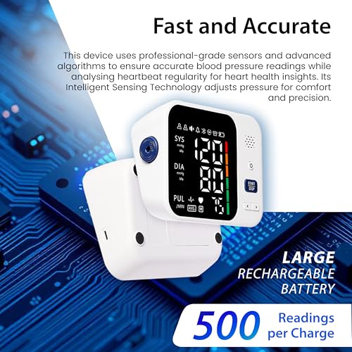 Image of Wellness Fully Automatic Blood Pressure Monitor | Digital Upper Arm BP Machine for Home & Clinical Use | Type-C Rechargeable BP Monitor with Large LED Display, Voice Guidance & WHO Indicator