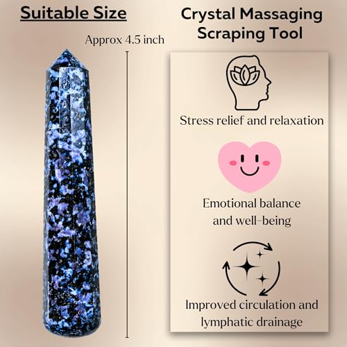 Image of Certified Indigo Gabbro Crystal Wand - Pointed Crystal Wand for Energy Healing, Chakra Balancing, Meditation and Home Decor - Crystals and Healing Stones for Gift