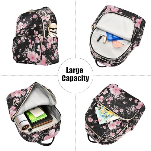 Image of ALAZA Cherry Blossom Sakura Floral Mini Backpack Purse for Women Travel Bag Fashion Daypack Back Pack Shoulder Bag
