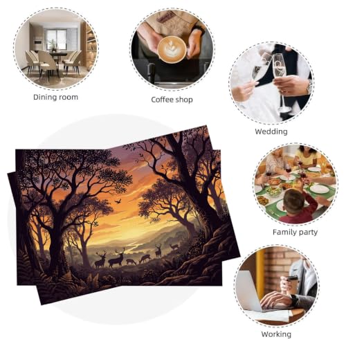 Sets de table en lin élan forestier de qualité supérieure 30 x 45 cm - 7