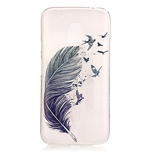 Urberry Moto G4 Case, Moto G4 Plus Case, High Impact Resistant Feather Bird Shock-proof Case for Moto G 4 (2016) Release & G4 Plus with a Phone Bracket