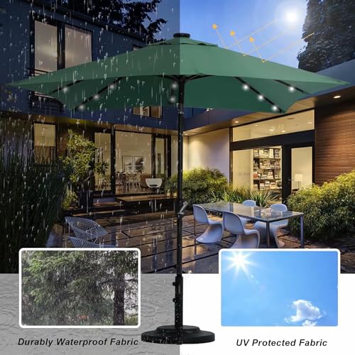 Image of ABCCANOPY Square Solar Led Patio Umbrellas 6.5FT x 6.5FT (Forest Green)