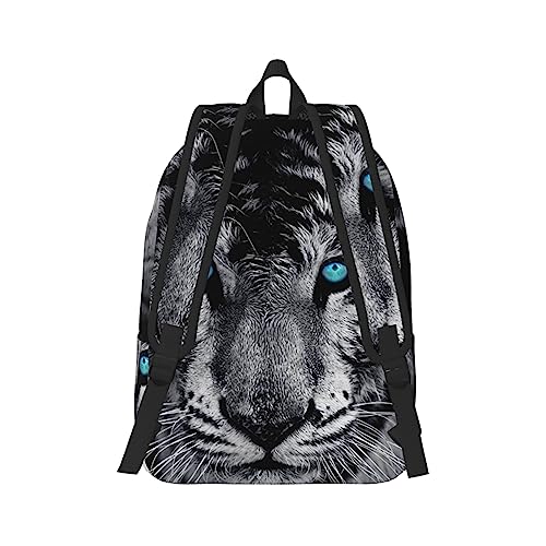 Sac à dos voyage ordinateur blanc tigré avec compartiment école - 3