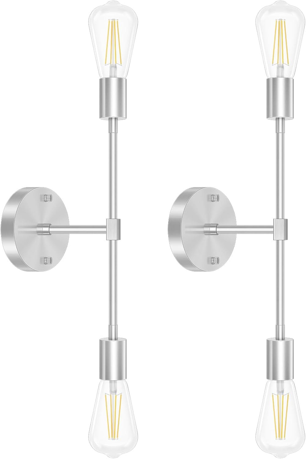 FadimiKoo 2-Light Brushed Nickel Bathroom Vanity Light, Silver Bathroom Wall Sconce Modern Wall Mounted Lamp Indoor Vintage Wall Sconces for Powder Room Hallway Cabinet (2 Pack)