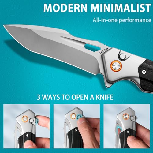 Image of LOTHAR Lich King Folding Pocket Knife, Tactical Pocket Knife for Men Women | 3.5 inch 14C28N Steel Cool Knife, Sharp Camping Survival Knives with G10 Handle, Halloween Thanksgiving Day Gifts for Men Him Her