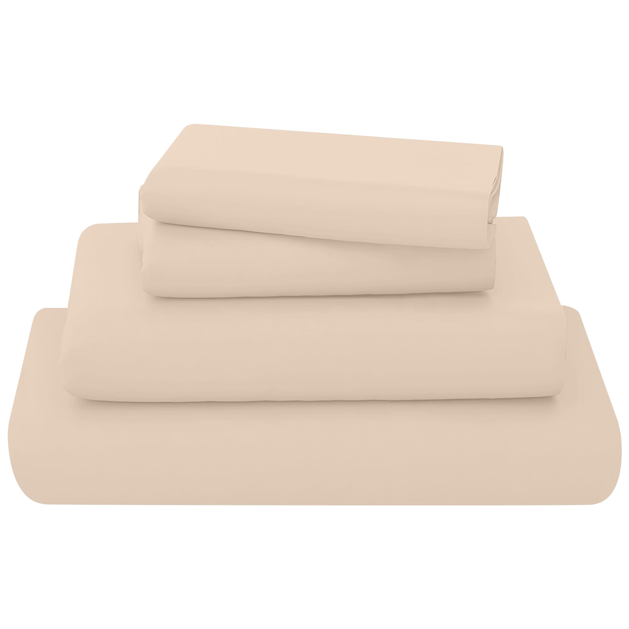 KOHSAR Latte Double Bed Sheet Set - 4 Pieces Poly Cotton Sheet Set Double Size Soft Wrinkle Resistant Bedding Set - Flat Sheet + Fitted Sheet + 2 Pillowcases