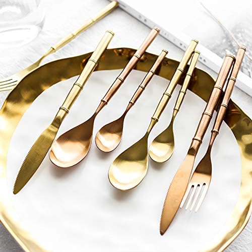 Silverware Flatware Cutlery Set, 4/16/24/32/40/48 Pieces 304 Stainless Steel Gold Main Meal Knives, Forks, Spoons, Tea Spoons, Various Matching Hotel Restaurants, Gold 24,Gold-40 Pieces for 10