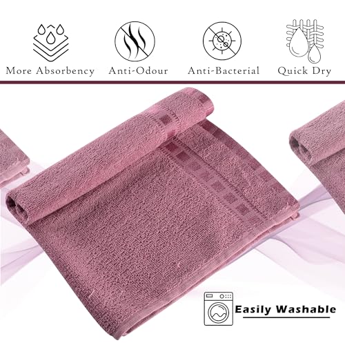 Image of Urbane Home Pack of 6 Cotton Hand /Face Towels for Men & Women | Easily Washable | Workout Gym Napkins for Men | Pocket Towel - Dark Blue & Pink