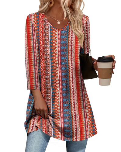 OFEEFAN Plus Size Dresses Boho Tops For Women Spring Date Outfits 2026 Trendy Floral 01 3XL