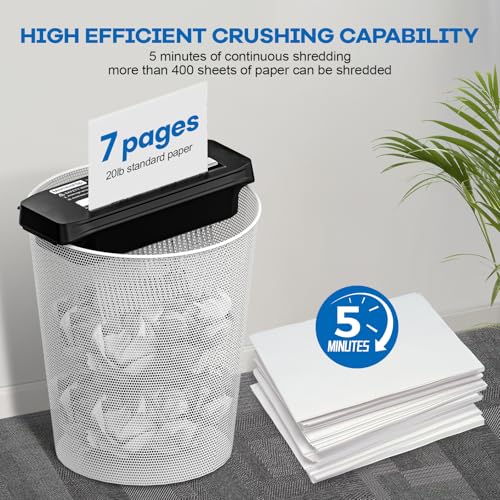 Paper Shredder for Home and Office Use, 7 Sheet Strip Cut Small Paper Shredder Without Basket for Home Office, Portable Shredder Extendable Arm Design with Overheat Protection,Jam  image 5