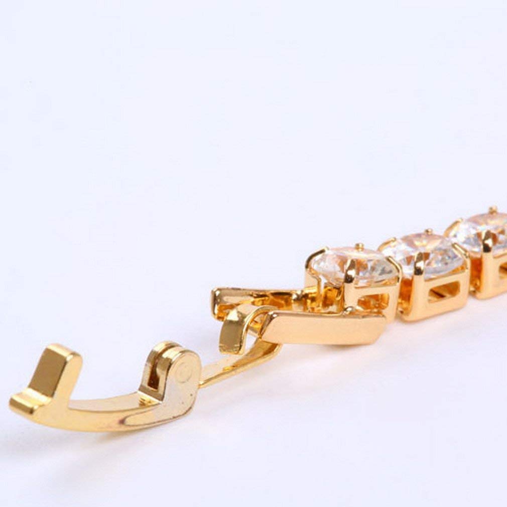 Bracciale da Donna Elegante Placcato Oro con zirconi cubici Bianchi per Gioielli da Festa di Nozze (19 cm)