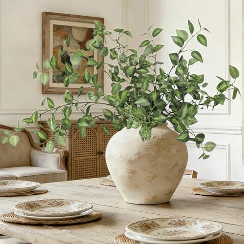 6PCS 32.7inch Long Artificial Stems Faux Greenery Stems for vase Faux Green Leaves Fake Plants branches Eucalyptus Leaves Faux Pothos Stems Artificial English Ivy for Home Decor Farmhouse Aesthetic