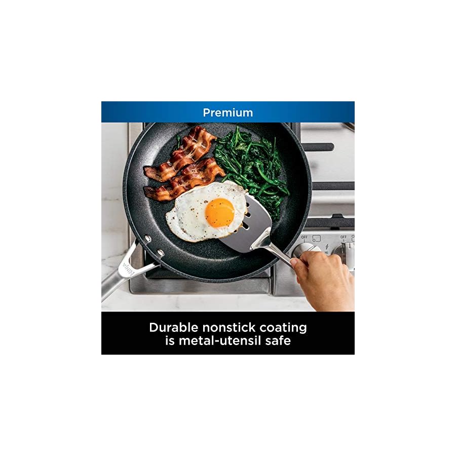 Ninja-K32012-Foodi-NeverDull-Premium-Knife-System-12-Piece-Knife-Block-Set-Stainless-SteelBlack-C38000-Foodi-NeverStick-Premium-8-Piece-Cookware-Set-Slate-Grey Ninja K32012 Foodi NeverDull Premium Knife System, 12 Piece Knife Block Set, Stainless Steel/Black & C38000 Foodi NeverStick Premium 8-Piece Cookware Set, Slate Grey