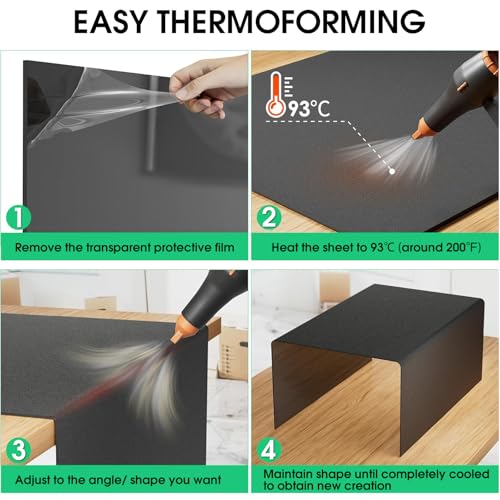 Image of CREGEAR ABS Plastic Sheet 48 inch x 24 inch x 1 /8 inch, 1 Pack | Black Rigid Thermoplastic Board for Signs, Crafts, DIY Projects, Dual-Surface - Textured & Smooth