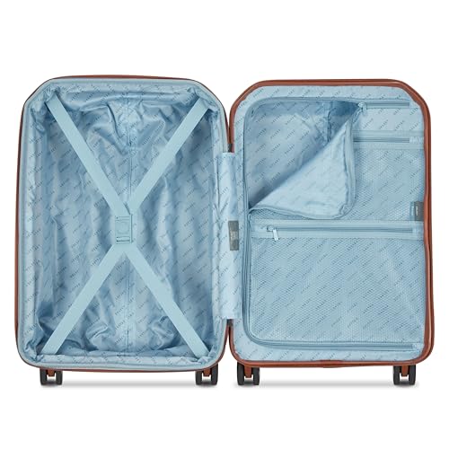 Image of DELSEY PARIS Paulette 58 cms Small Cabin ABS /Polycarbonate Hard Sided 8 Wheels and Expandable Spinner Suitcase /Trolley Bag for Travel with TSA Lock- Brown