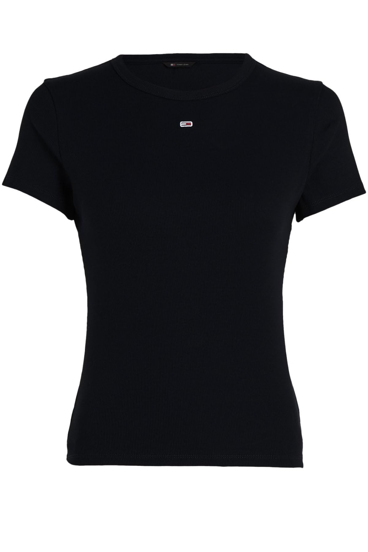 Tommy Jeans TJW SLIM ESSENTIAL RIB SS EXT S/S T-Shirt Women's, Black (Black), M