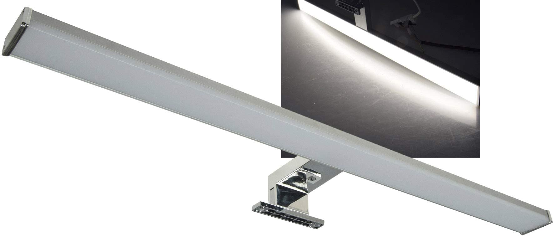 ChiliTec LED Spiegelleuchte 60cm Badezimmerleuchte IP44 230V Badbeleuchtung 1600 Lumen Licht Neutralweiß Gehäuse Alu Farbe Silber