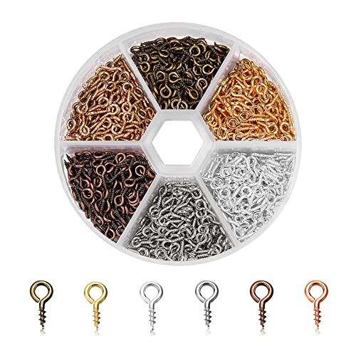 900 Stück Schraubösen Ösenschraube Kleine Augennadeln Ringschraube Set Mini Schaf Ösenschrauben Metal Augenschrauben Ösenstifte Handarbeit für DIY Art Crafts Schmuck (4 × 8 mm Sechs Farben) Cover