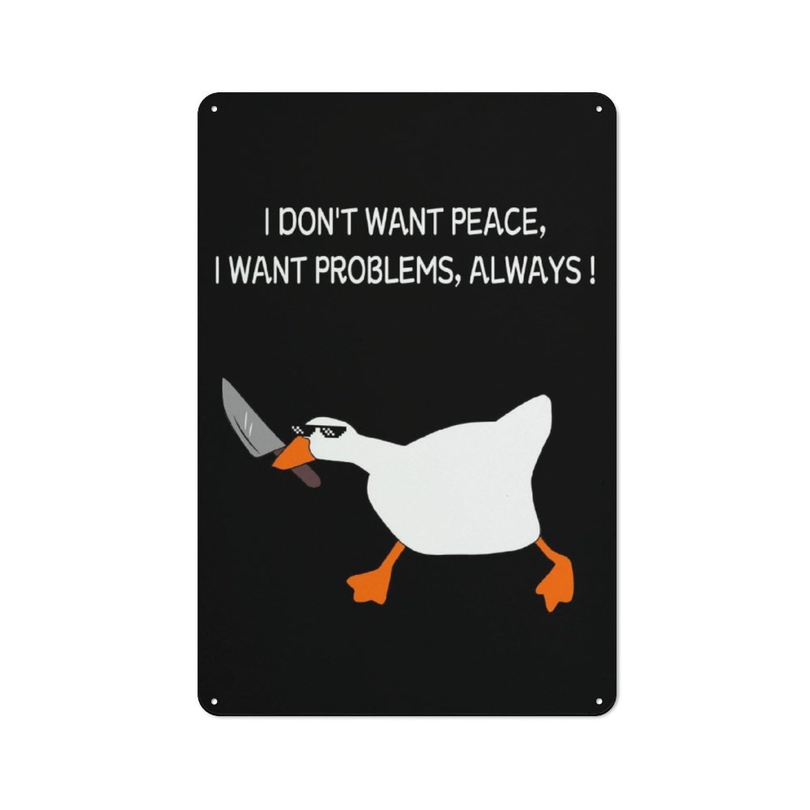 Junmoney Untitled Goose Crazy 2 Industrial Metal Sign With Design 30X20cm, Modern Retro Loft Wall Plaque For Workspace, Cafe, Hallway Or Garage