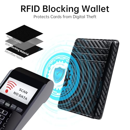 Image of Chelmon Slim Wallet for Men, Minimalist Front Pocket RFID Blocking Credit Card Holder
