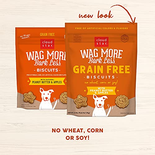 Cloud Star Wag More Bark Less Oven Baked Biscuits, Grain Free Crunchy Dog Treats, Peanut Butter & Apples - 2.5 Lb. #TOP3