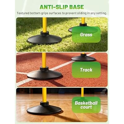 GHB Rubber Base 6 Pack Compatible Agility Poles Sports Soccer Training Extention,Detachable Speed Training Equipment Football Accessories