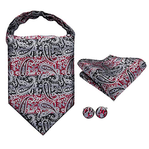 Image of Dubulle Paisley Floral Ascot for Men Self Tie Mens Cravat and Pocket Square Cufflinks Wedding